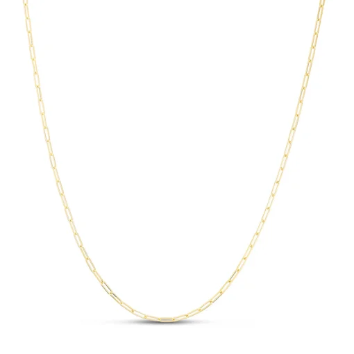 Adjustable Paperclip Chain Necklace In 14K Yellow Gold, 1.5Mm, 22"