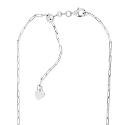 Adjustable Paperclip Chain Necklace In Sterling Silver, 1.8Mm, 22"