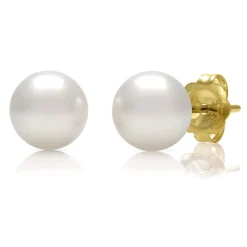Akoya Cultured Pearl Earrings In 14K Yellow Gold, 6-6.5Mm
