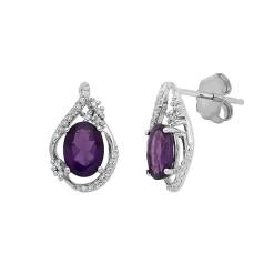 Amethyst & 1/10 Ct. Tw. Diamond Earrings In Sterling Silver