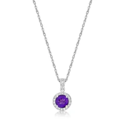 Amethyst & 1/10 Ct. Tw. Diamond Pendant In Sterling Silver