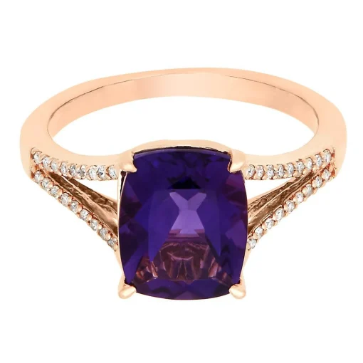 Amethyst & 1/8 Ct. Tw. Diamond Ring In 10K Rose Gold