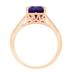 Amethyst & 1/8 Ct. Tw. Diamond Ring In 10K Rose Gold