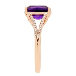 Amethyst & 1/8 Ct. Tw. Diamond Ring In 10K Rose Gold