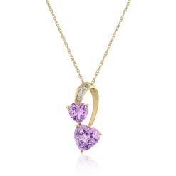 Amethyst & Diamond Accent Pendant In 14K Yellow Gold
