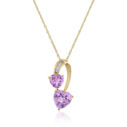 Amethyst & Diamond Accent Pendant In 14K Yellow Gold