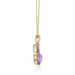 Amethyst & Diamond Accent Pendant In 14K Yellow Gold