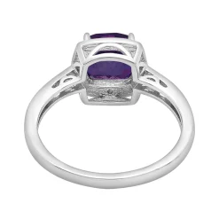 Amethyst & Diamond Accent Cushion-Cut Halo Boxed Set In Sterling Silver