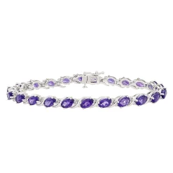 Amethyst & Diamond Bracelet In Sterling Silver