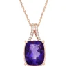 Amethyst & Diamond Pendant In 10K Rose Gold