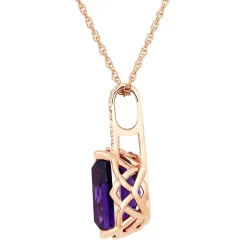 Amethyst & Diamond Pendant In 10K Rose Gold