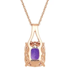 Amethyst & Diamond Pendant In 10K Rose Gold