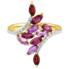 Amethyst & Garnet Pave Diamond Wrap Ring In 10K Yellow Gold (1/10 Ct. Tw.)