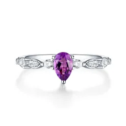 Amethyst & Lab Created White Sapphire Ring In Sterling Silver