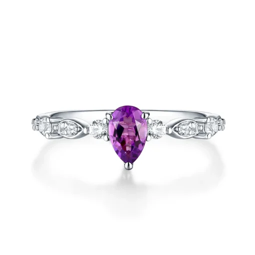 Amethyst & Lab Created White Sapphire Ring In Sterling Silver