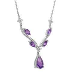 Amethyst & Lab Created White Sapphire Necklace In Sterling Silver