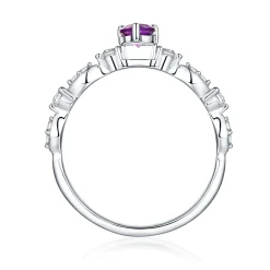 Amethyst & Lab Created White Sapphire Ring In Sterling Silver