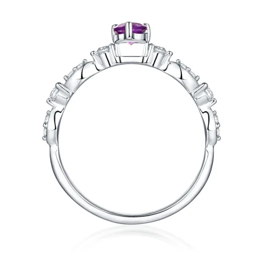 Amethyst & Lab Created White Sapphire Ring In Sterling Silver