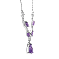 Amethyst & Lab Created White Sapphire Necklace In Sterling Silver