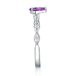 Amethyst & Lab Created White Sapphire Ring In Sterling Silver