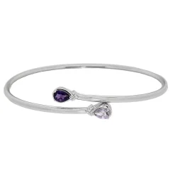 Amethyst & Rose De France Bangle Bracelet In Sterling Silver