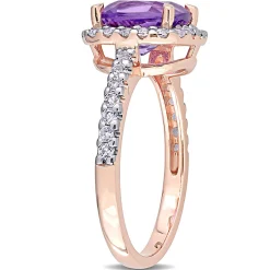 Amethyst & White Topaz Ring In 10K Rose Gold