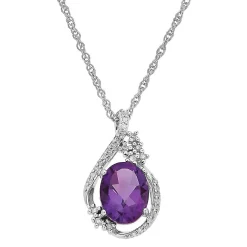 Amethyst And 1/10 Ct. Tw. Diamond Pendant In Sterling Silver