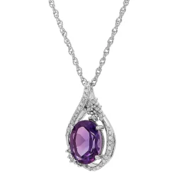 Amethyst And 1/10 Ct. Tw. Diamond Pendant In Sterling Silver