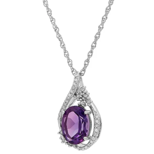 Amethyst And 1/10 Ct. Tw. Diamond Pendant In Sterling Silver