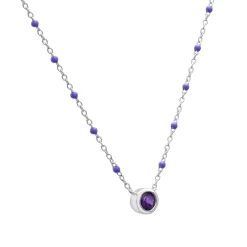 Amethyst And Beaded Enamel Necklace In Sterling Silver