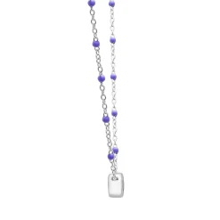 Amethyst And Beaded Enamel Necklace In Sterling Silver