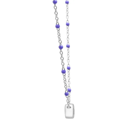 Amethyst And Beaded Enamel Necklace In Sterling Silver