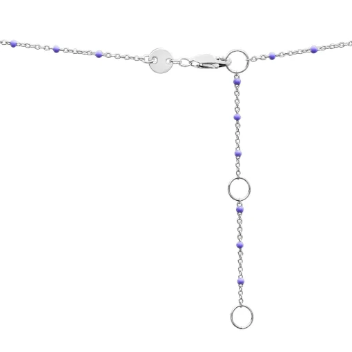Amethyst And Beaded Enamel Necklace In Sterling Silver