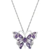 Amethyst Butterfly Pendant In Sterling Silver