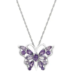 Amethyst Butterfly Pendant In Sterling Silver