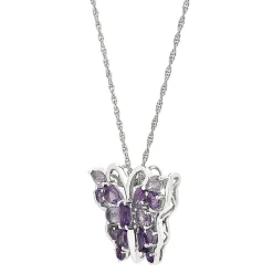 Amethyst Butterfly Pendant In Sterling Silver