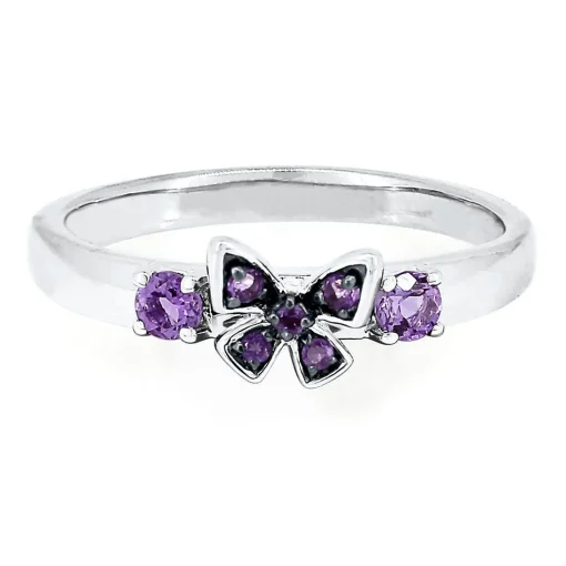 Amethyst Butterfly Stack Ring In Sterling Silver