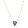 Amethyst Heart Shaped Necklace In 10K Yellow Gold