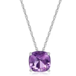 Amethyst Pendant In 10K White Gold