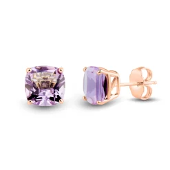Amethyst Stud Earrings In 10K Rose Gold