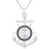 Anchor Pendant With Black Diamonds In Sterling Silver (1/4 Ct. Tw.)