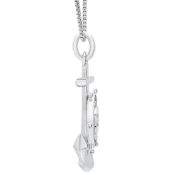 Anchor Pendant With Black Diamonds In Sterling Silver (1/4 Ct. Tw.)