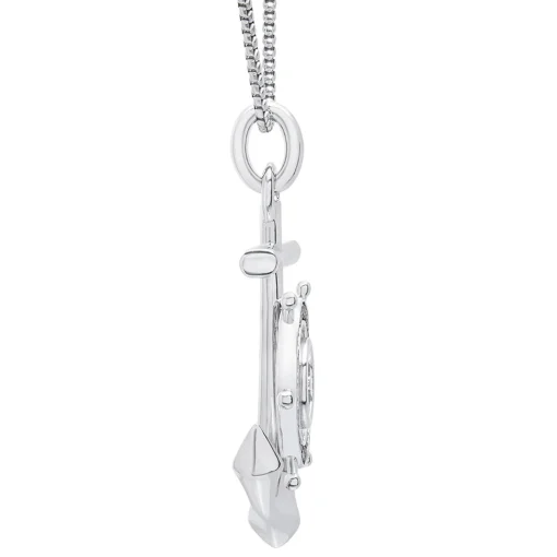 Anchor Pendant With Black Diamonds In Sterling Silver (1/4 Ct. Tw.)