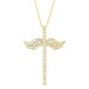 Angel Wing Diamond Cross Pendant In 14K Yellow Gold (1/3 Ct. Tw.)