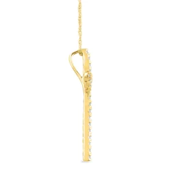 Angel Wing Diamond Cross Pendant In 14K Yellow Gold (1/3 Ct. Tw.)