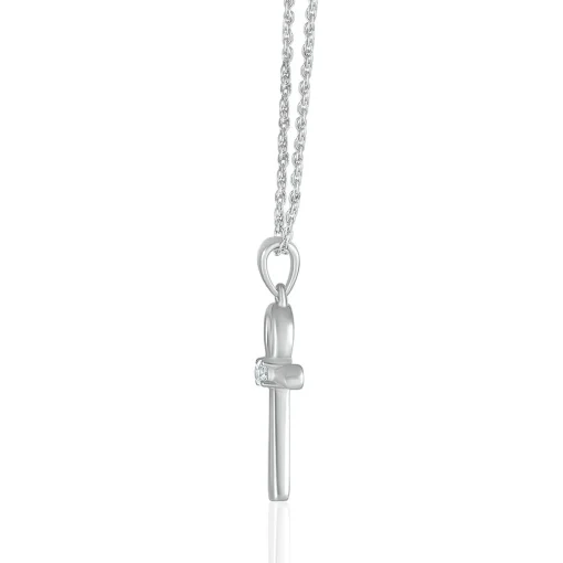 Ankh Pendant With Diamond Accent In 10K White Gold