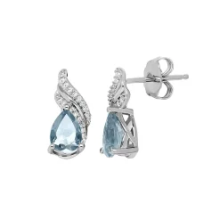 Aquamarine & 1/10 Ct. Tw. Diamond Earrings In Sterling Silver