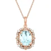 Aquamarine & 1/7 Ct. Tw. Diamond Pendant In 10K Rose Gold