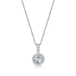 Aquamarine & 1/10 Ct. Tw. Diamond Pendant In Sterling Silver