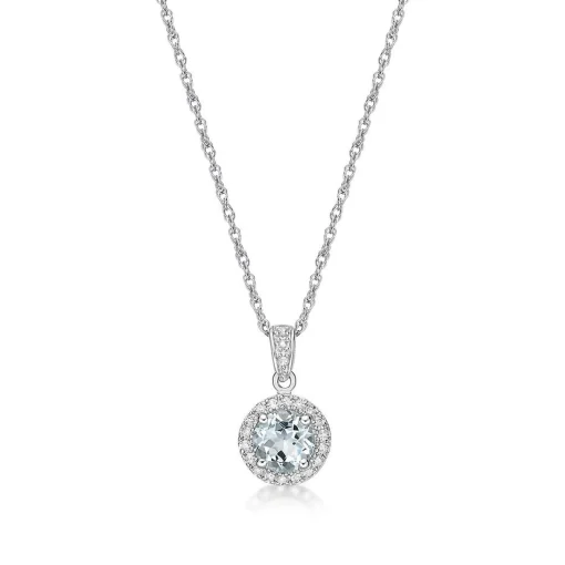 Aquamarine & 1/10 Ct. Tw. Diamond Pendant In Sterling Silver
